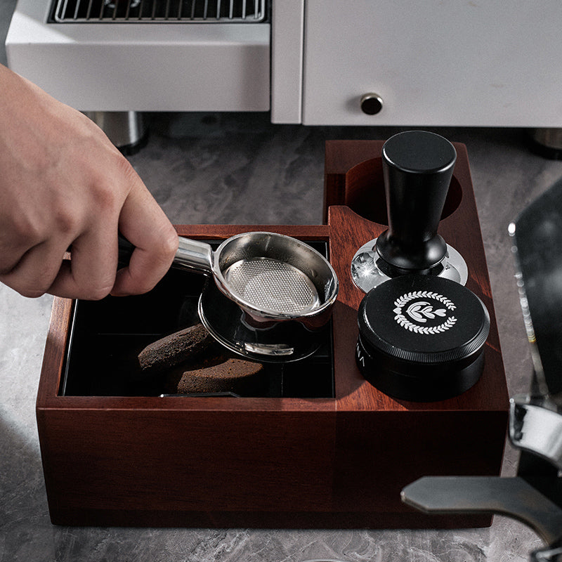 Espresso Tamping Station with Knock Box