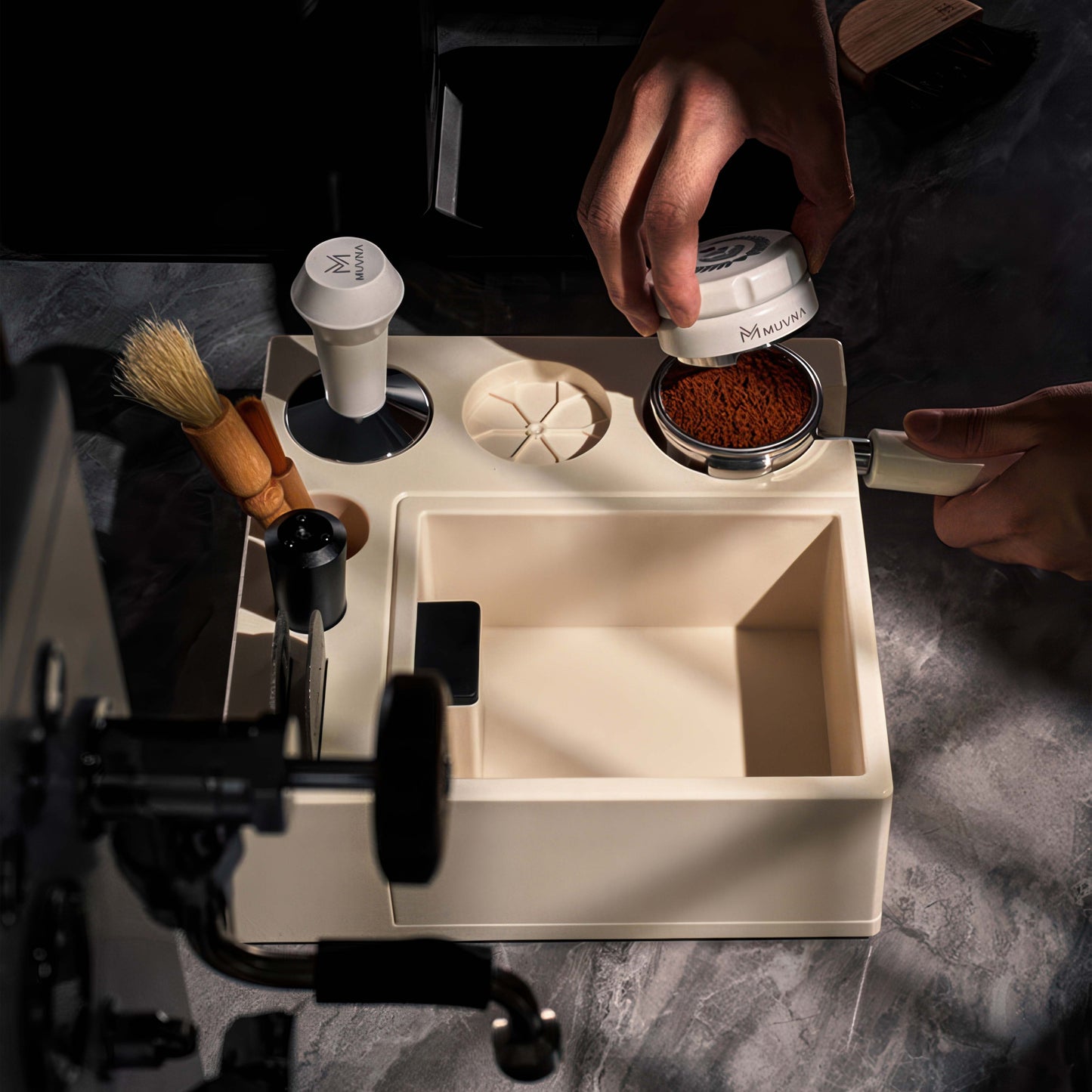 Espresso Knock Box and Tamp Station for Barista