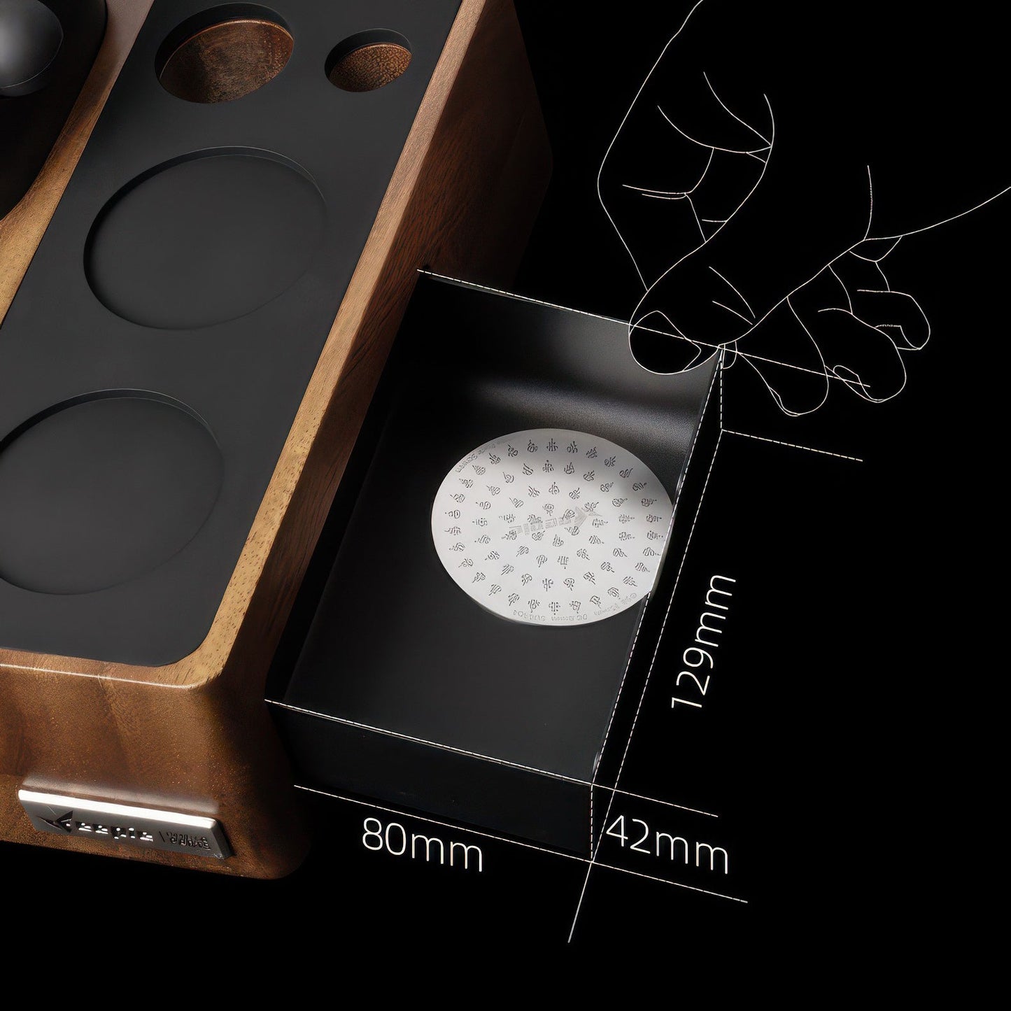 Barista Tamping Station with Knock Box Storage