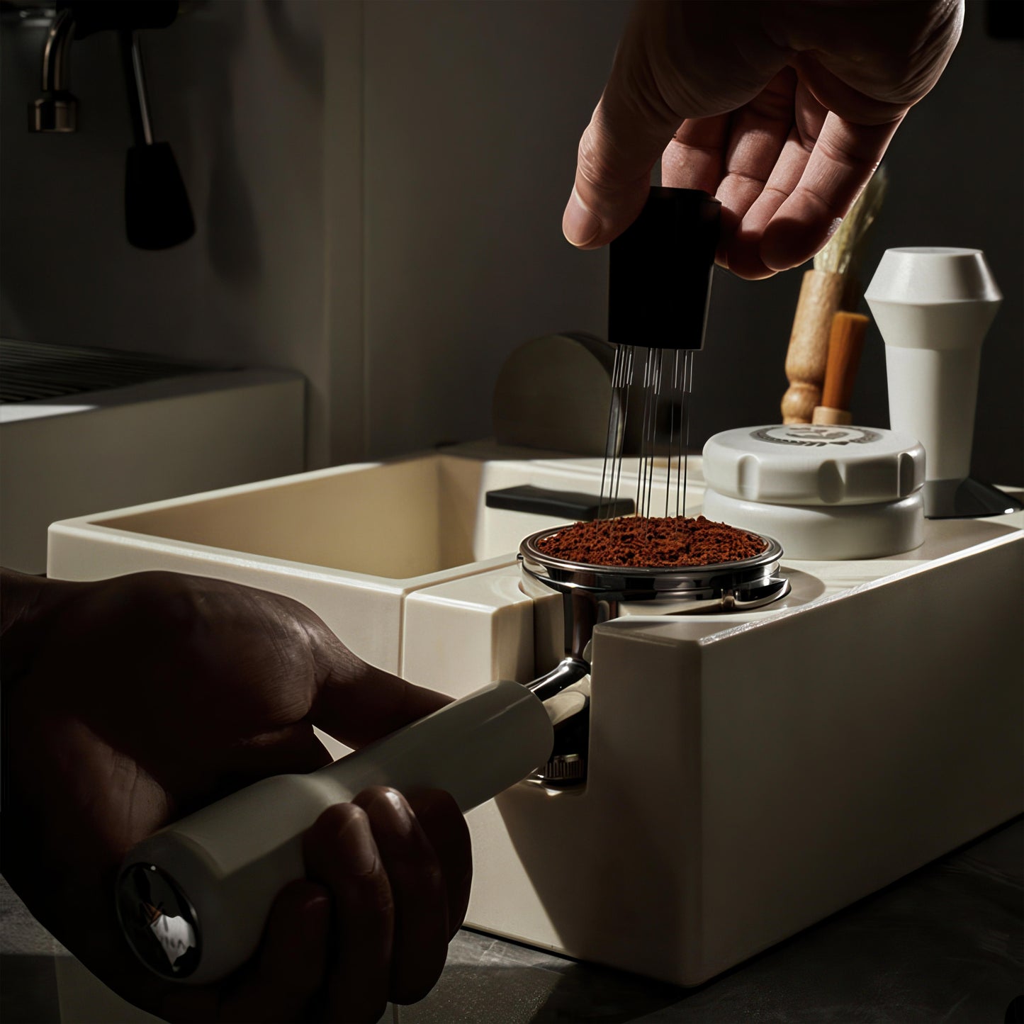 Espresso Knock Box and Tamp Station for Barista
