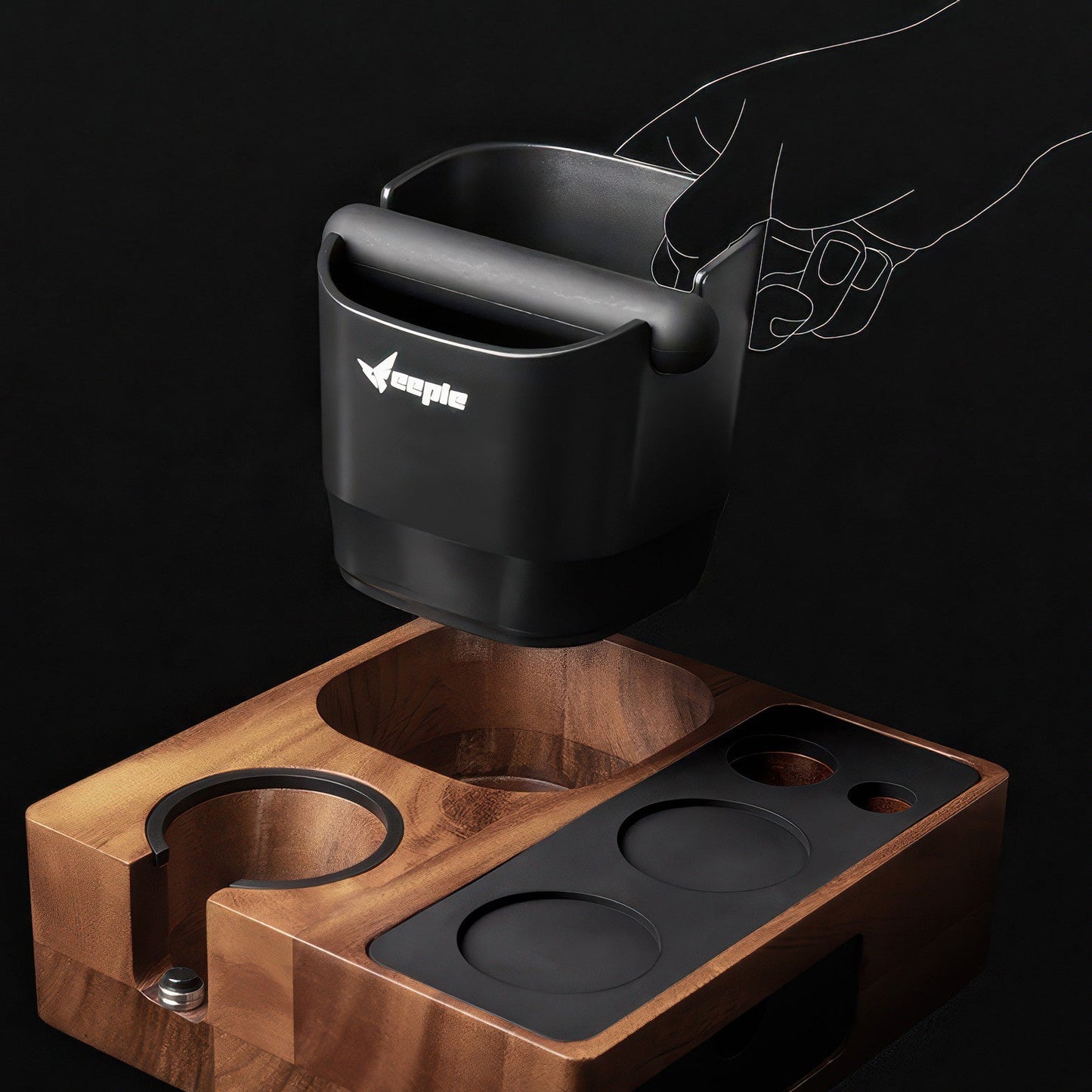 Barista Tamping Station with Knock Box Storage