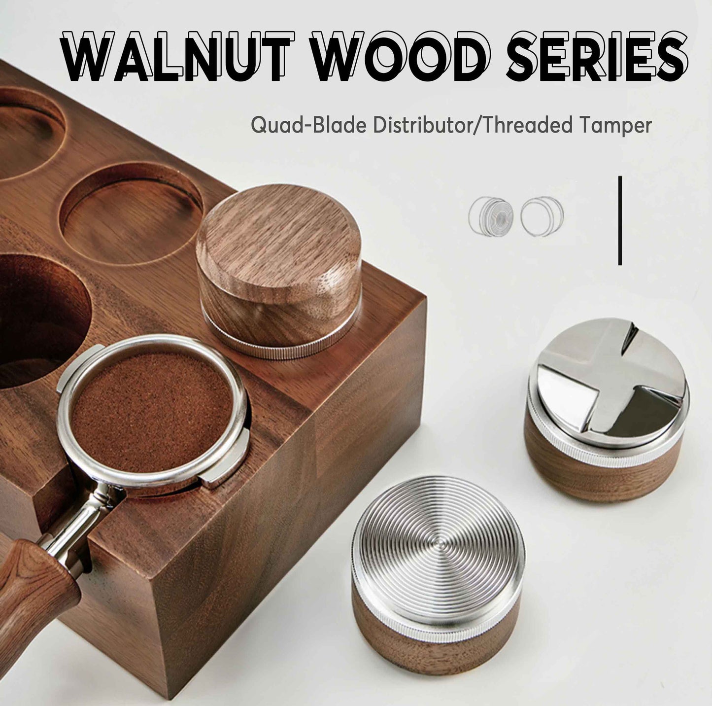 Tamper & Distributor with Wooden Handle